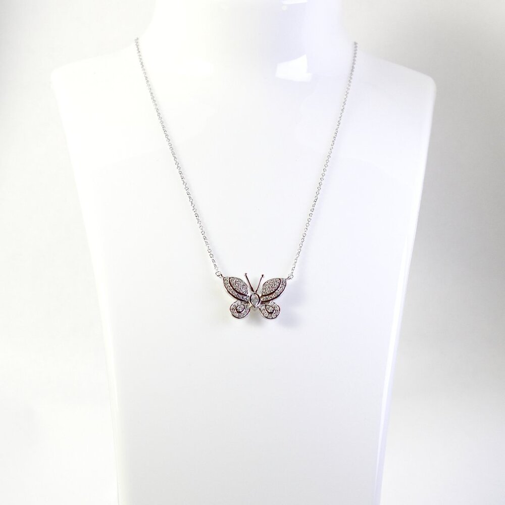 Sterling Silver Butterfly Cubic Zircon Necklace